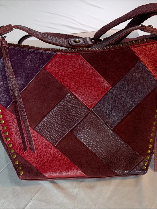 The Sak Handbags - The Sak Woven Patchwork Crossbody in Red and Burgundy